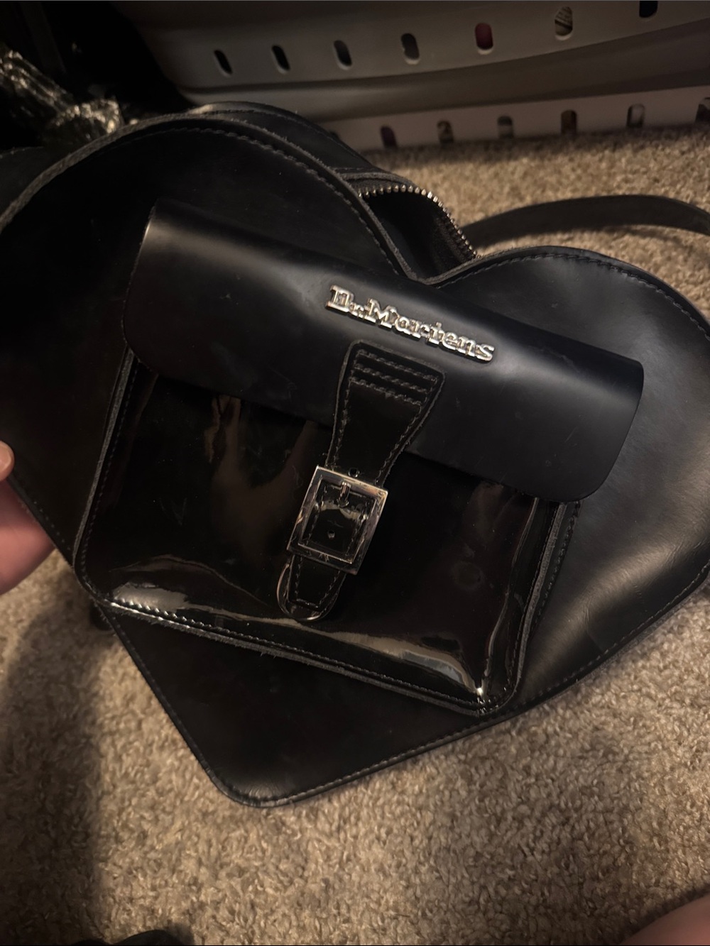 Dr. Martens Black Heart Crossbody Bag with Buckle Detail